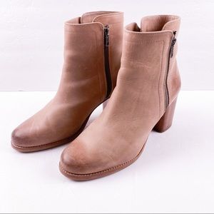 Frye Addie Double Zip Leather Ankle Boot Rose 11